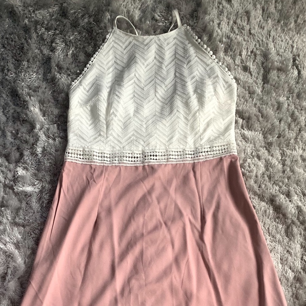 White and rose pink maxi dress